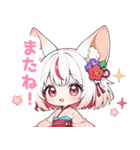 ゆるっとしたパステル狐の女の子スタンプ（個別スタンプ：40）