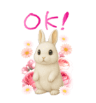 BIG うさぎとリスたちお花たくさんスタンプ（個別スタンプ：15）