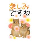 BIG うさぎとリスたちお花たくさんスタンプ（個別スタンプ：18）