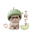 スコティッシュ猫 眼鏡可愛いメロン帽 敬語（個別スタンプ：4）