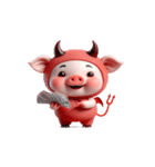 悪魔ピンクブタ お金がない（個別スタンプ：4）
