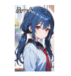 青髪シャツ女の子と町（個別スタンプ：10）