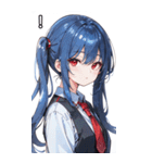 青髪シャツ女の子と町（個別スタンプ：15）