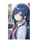 青髪シャツ女の子と町（個別スタンプ：31）