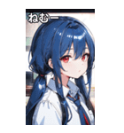 青髪シャツ女の子と町（個別スタンプ：34）