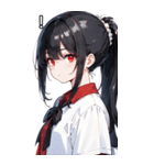 黒髪シャツ女の子と町（個別スタンプ：15）