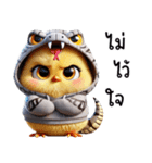 ヘビのパーカーを着たかわいいひよこ（個別スタンプ：22）