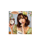 ウサギの恰好をした可愛すぎる美女たち！（個別スタンプ：3）