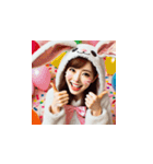 ウサギの恰好をした可愛すぎる美女たち！（個別スタンプ：4）