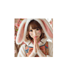 ウサギの恰好をした可愛すぎる美女たち！（個別スタンプ：15）