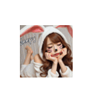 ウサギの恰好をした可愛すぎる美女たち！（個別スタンプ：34）