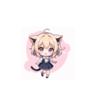 ちびキャラ猫耳少女スタンプ（個別スタンプ：6）