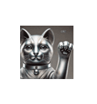 幸運を呼ぶ銀色の招き猫たち（個別スタンプ：4）