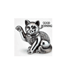 幸運を呼ぶ銀色の招き猫たち（個別スタンプ：9）