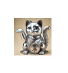 幸運を呼ぶ銀色の招き猫たち（個別スタンプ：22）