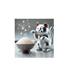 幸運を呼ぶ銀色の招き猫たち（個別スタンプ：34）