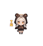 ほっこりクマフードガール（個別スタンプ：9）