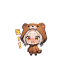 ほっこりクマフードガール（個別スタンプ：12）