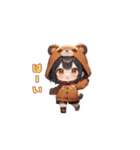 ほっこりクマフードガール（個別スタンプ：18）