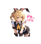 怒っているブラックバニーガール（個別スタンプ：4）