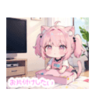 ピンク猫耳の女の子したい行きたいスタンプ（個別スタンプ：17）