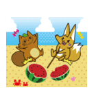 お出かけこんすけ＆たぬ吉（個別スタンプ：10）