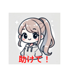 明るいポニーテール少女のイラスト（個別スタンプ：2）