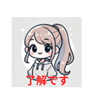明るいポニーテール少女のイラスト（個別スタンプ：7）