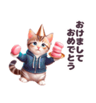 1年中毎日使える パーカーねこ（個別スタンプ：35）