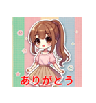 明るいカジュアルなポニーテール少女（個別スタンプ：3）
