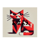 キュビズム赤猫スタンプ（個別スタンプ：6）