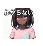 Tシャツ姿のダークスキン女子（個別スタンプ：30）