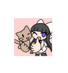 茶色い猫と黒髪の女の子（個別スタンプ：5）