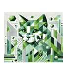 緑のキュビズム猫（個別スタンプ：4）
