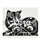 黒いキュビズム猫（個別スタンプ：1）