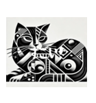 黒いキュビズム猫（個別スタンプ：4）