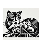 黒いキュビズム猫（個別スタンプ：8）