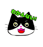日常で使える単純こねこ【白黒ハチワレ】（個別スタンプ：15）