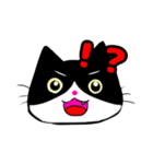 日常で使える単純こねこ【白黒ハチワレ】（個別スタンプ：18）