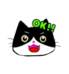 日常で使える単純こねこ【白黒ハチワレ】（個別スタンプ：37）