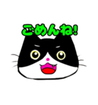 日常で使える単純こねこ【白黒ハチワレ】（個別スタンプ：40）