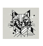 白いキュビズム猫（個別スタンプ：1）