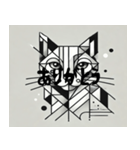 白いキュビズム猫（個別スタンプ：2）