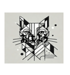 白いキュビズム猫（個別スタンプ：6）