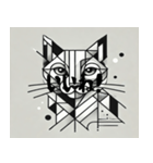 白いキュビズム猫（個別スタンプ：7）
