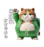 緑ジャージネコ(筋トレ)（個別スタンプ：3）