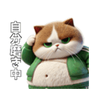 緑ジャージネコ(筋トレ)（個別スタンプ：16）