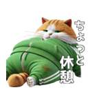 緑ジャージネコ(筋トレ)（個別スタンプ：22）