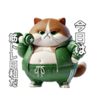緑ジャージネコ(筋トレ)（個別スタンプ：26）