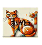 オレンジのキュビズム猫（個別スタンプ：2）